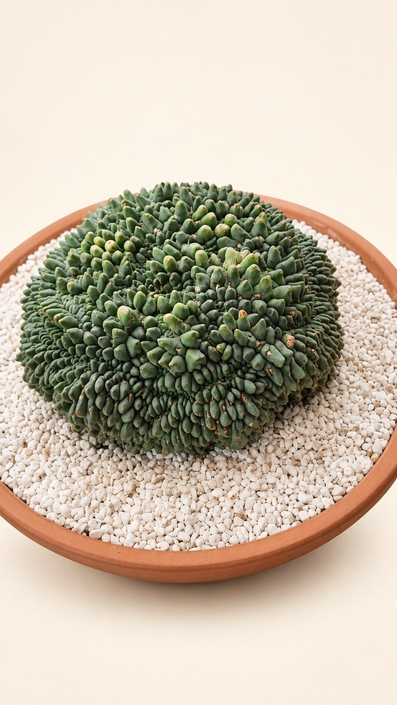 Crested cactus study — digitally restyled editorial photograph